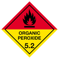 Gefahrgut-Etikette 5.2 Papier, Label 5 mit Text