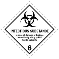 Gefahrgut-Etikette 6.2 Papier, Label 6 mit Text