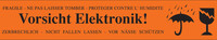 Nastro autoadesivo in PVC arancione, nero: "Vorsicht Elektronik"