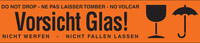 Nastro autoadesivo in PVC arancione, nero: "VORSICHT GLAS"