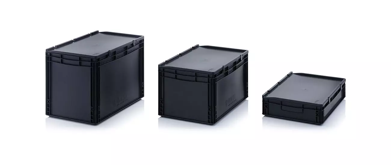 ESD Stapelbehälter  in verschiedenen Größen mit Deckel 