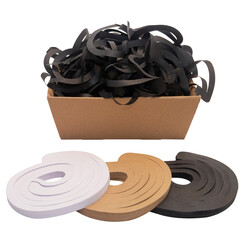 Das dekorative Füllmaterial Spiro-Pack ist in drei Farben erhältlich: schwarz, braun und weiss